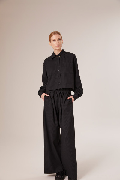 Sosue Pinstripe Blouse Black VIP-Rabatte