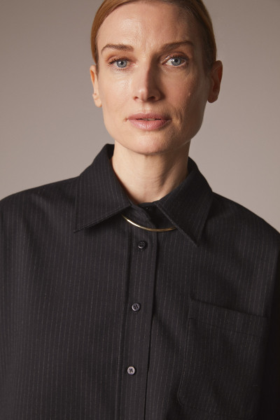 Sosue Pinstripe Blouse Black VIP-Rabatte
