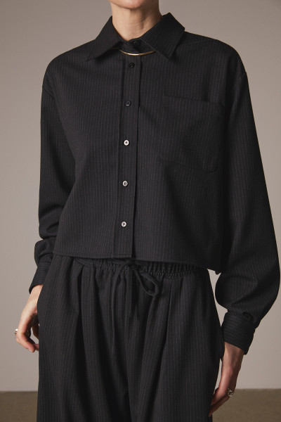 Sosue Pinstripe Blouse Black VIP-Rabatte